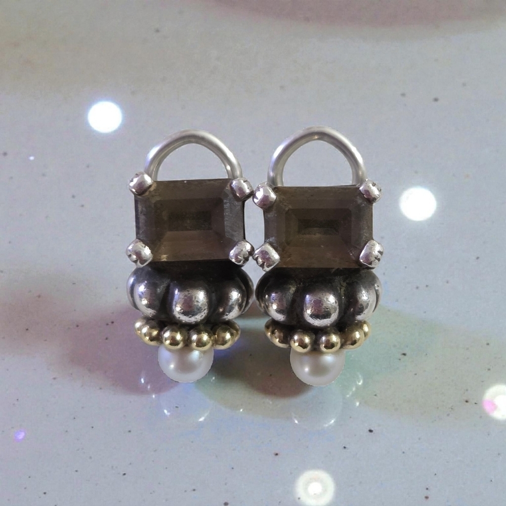 LAGOS Caviar Smoky Topaz Silver Gold 18k Earrings